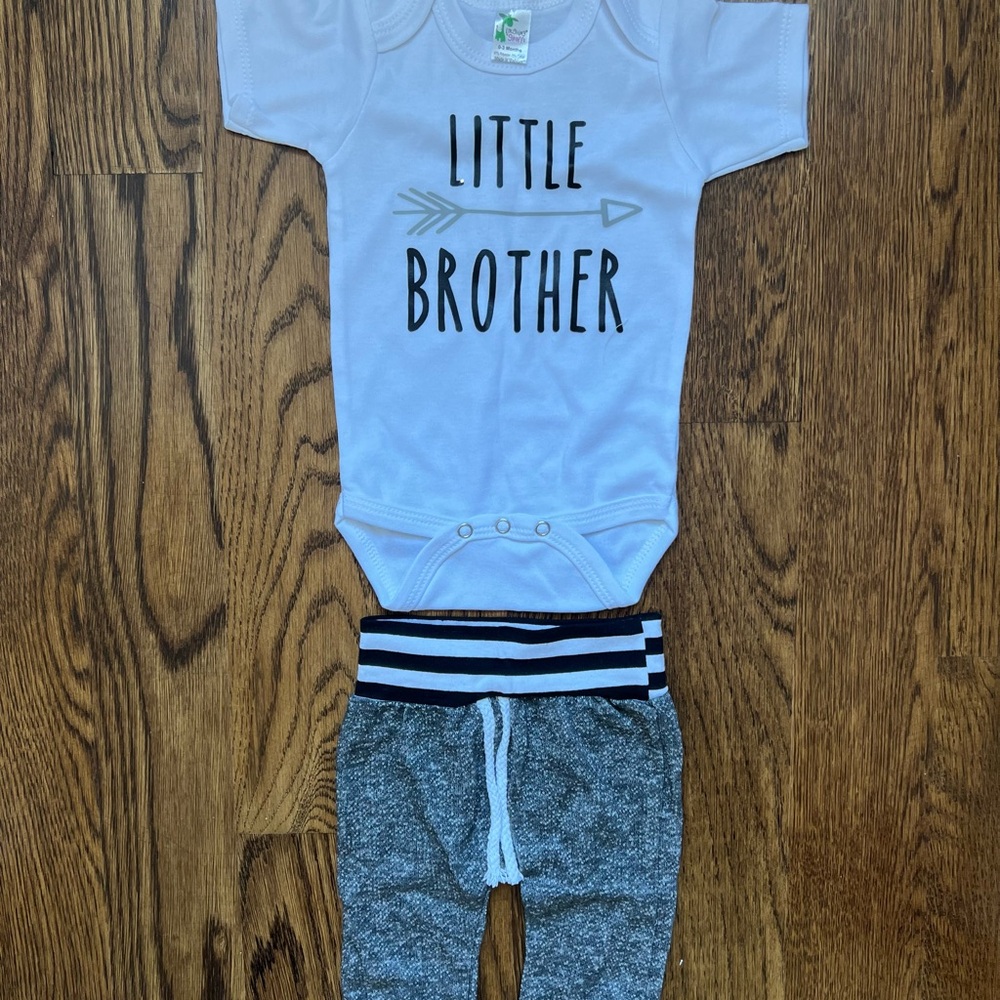 NWOT Little Brother White and Gray Kids Matching Set